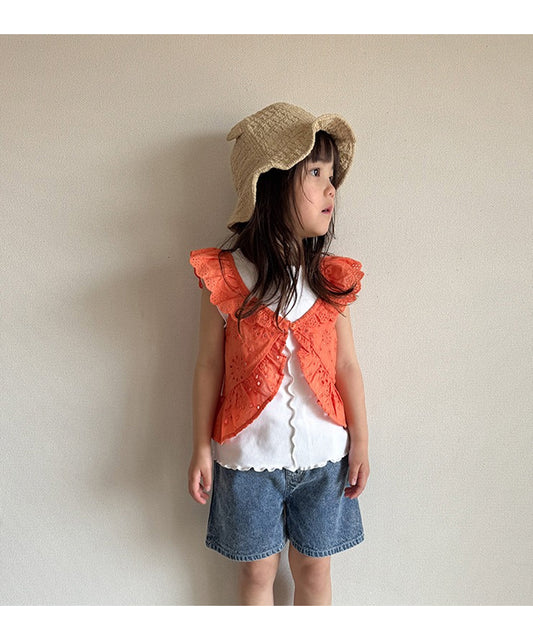 mirror bae. 橙色蕾絲外套 2件套裝 (予約商品:2025年5月下旬發貨)