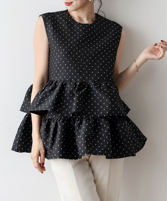 日本製 Lajour 日本圓點荷葉上衣 (特價:落單2025年5月1日前)