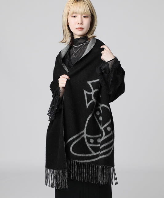 Vivienne Westwood “BIG ORB”雙面羊毛頸巾