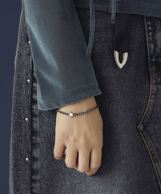 BEAMS Planets  [訂製款] MASATO INOUE / 星形圖案銀手鍊 BR-STR-CB3.5 ［予約商品：2025年12月上旬］