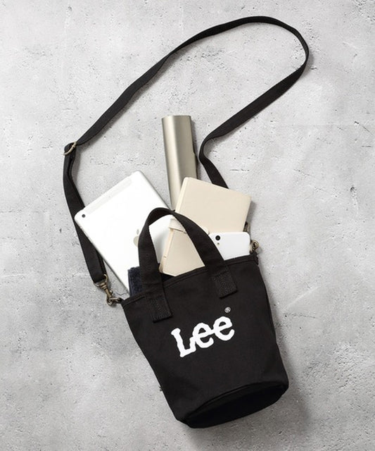 Lee 帆布印花標誌圓底水桶兩用包