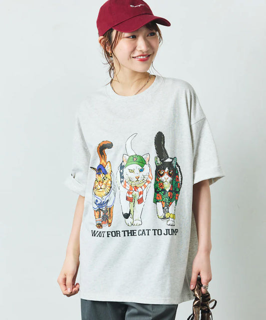 FREAK'S STORE 寬鬆雙面印花圓領T-shirt/三隻貓【限量版】